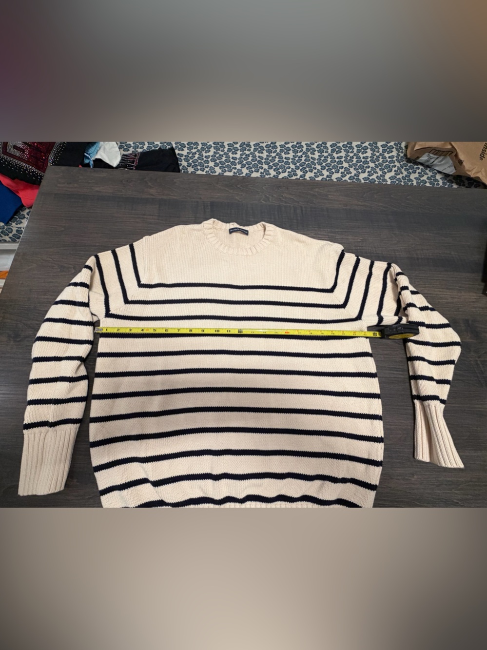 Brandy Melville Cream and Black Striped Crewneck Sweater - Picture 4 of 6